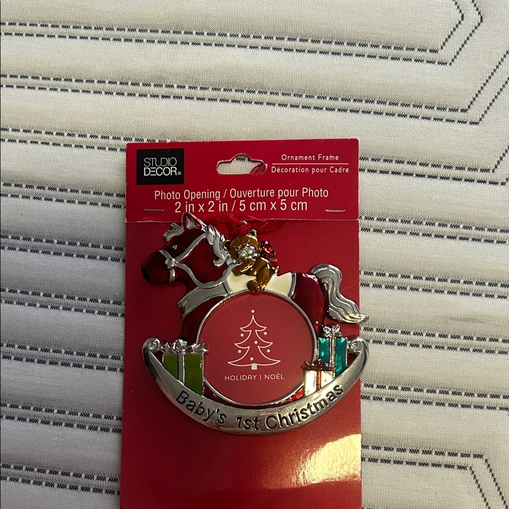 Studio Decor Rocking Horse Baby’s 1st Christmas Ornament Frame with Gifts